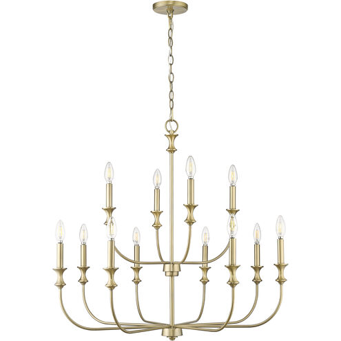 Savanne 12 Light 33.9 inch Vintage Brass Chandelier Ceiling Light